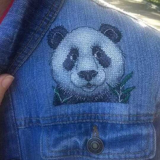 MP Studia Panda Cross Stitch On Clothes Kit